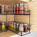 NANAGIFTREE Pull Out Spice Rack Organizer for Cabinet, 2 Tier Slide Out Spice Rack, Sliding Spice Organizer Shelf, Black