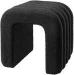 Navaris Boucle Ottoman - Chic and Versatile Foot Stool - Sturdy and Comfortable Dressing Table Chair - Living Room Furniture and Nursery Decor - Black