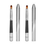 2pcs Retractable Lip Brush, Sealing Design Travel Lip Gloss Brush, Single Head Aluminium Tube Lipstick Brush, Eyeshadow Foundation Makeup Brush Tool Applicators