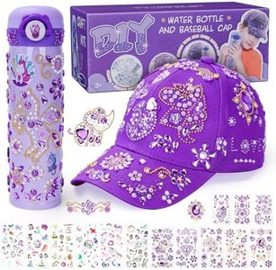 Girls Gifts 5 6 7 8 Year Old for Stickers Baseball Cap and Bottle Crafts: Girls Toys Age 5-6-7-8-9 Birthday Gift Crafts Kits for Kids Toys for 4-6-8-10 Years Old Girls Make Own Unicorn Stickers Baseball Cap and Bottle Crafts