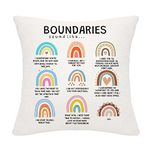 Boundaries Rainbow Cushion Covers 18x18 Inch Mental Health Themed Decor for Home Kids Teens Kids Adults Women Men Inspirational Gift(BOUNDARIES)