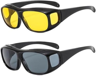 GWAWG Polarized Night Driving Glasses 2 Pack Night Day Vision Driving Wrap Around Anti Glare Sunglasses, Retro Wrap Around Glasses, Fashion Oversized Night Vision Glasses for Women Men