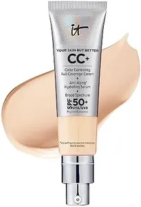 IT Cosmetics Your Skin But Better CC+ Cream, Light (W) - Color Correcting Cream, Full-Coverage Foundation, Hydrating Serum & SPF 50+ Sunscreen - Natural Finish - 1.08 fl oz