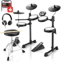 Donner DED-80 Electronic Drum Set with 4 Quiet Mesh Pads, 180+ Sounds, 2 Pedals, Throne, Headphones, Sticks, and Melodics Lessons