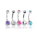 Surgical Steel Belly Button Jewelry, Pack of 5, Body Piercing Jewelry