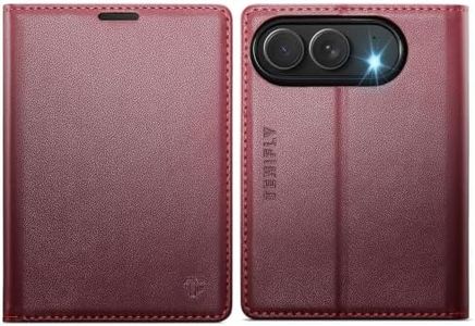 Tenifly for iPhone Duo Case Wallet with Card Holder, Wine Red