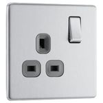 BG Electrical Screwless Flat Plate Single Switched Power Socket