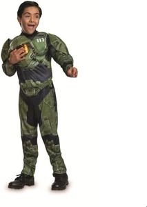 Master Chief Costume for Kids, Official Halo Costume Jumpsuit and Headpiece, Child Size Large (10-12)