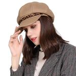 Comhats Womens Merino Fashion Newsboy Hats Wool Visor Beret Cabbie Cap Ladies, 91611_camel, Medium