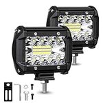 Timisea LED Pods Light Bar, 4 Inch 240W LED Light Bar,2PCS Quad Row LED Pods 12960LM Spot Flood Combo Off Road Light Triple Row LED Work Light Driving Fog Lamps for Pickup Truck ATV UTV SUV Boat Light