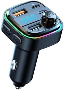 Transmetteur FM Bluetooth Voiture, Chargeur Double USB-C (5V/3.1A) & USB-B (12V-24V), Écran LED, Kit Mains Libres, Microphone Intégré, Lecteur MP3, Éclairage RGB, Compatible iOS & Android.