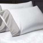 BEDLAM 100% Cotton Sheets - Hotel Style, Luxurious, 800TC White Cotton Sheets with a Grey Italian Border - 6pc Sateen Bed Sheets Set, Includes 4 Cotton Pillowcases - King Size Sateen Cotton Sheet Set