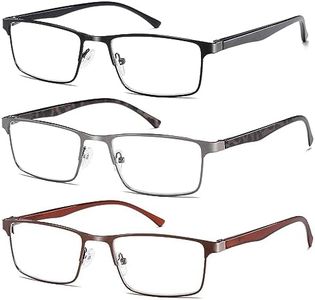 NaNaKo 3 Pack Reading Glasses for Men, Lightweight Blue Light Blocking Metal Frame Mens Readers (C1,+1.75)