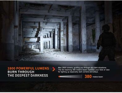 Fenix PD36R Pro Tactical Flashlight – Black, Rechargeable LED