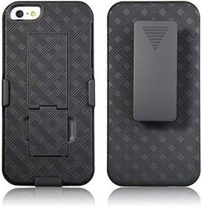 iPhone SE Case, iPhone 5s Case, iPhone 5 Case, Rome Tech OEM Protective Slim Cell Phone Case with Kickstand Clip Holster for Apple iPhone SE 5s 5 - Black