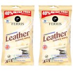 FERRIS | Large Conditioned 4-in-1 Leather Surface Wipes | Fresh Scented Leather Wipes Removes Dirt & Grime with Protecting the Surface | Multi-purpose Use Gives Surfaces an Original Finish [140 Wipes]