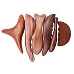 ZYQY Wood Gua Sha Tools Set - 6 Piece Professional Red Wood Fascia Massage Trigger Points Acupuncture Massage Tools for Muscle Relaxation and Soreness Relief