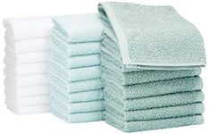 Amazon Basics Cotton Washcloths - 24-Pack - Seafoam Green, Ice Blue, 30 x 30 cm, White