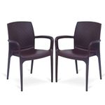 HomiQ Supreme Texas Heavy Plastic Chair for Indoor/Outdoor Use (Color: Globus Brown; Qnt: 2 Pc.)