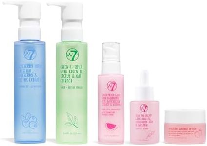 W7 Self-Care Skincare Set - 5-Step Daily Routine Gift Set - Includes Hydrating Cleanser, Soothing Toner, Anti-Aging Serum, Repairing Moisturiser & Lip Mask - Suitable for All Skin Types