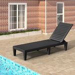 YITAHOME Resin Sun Lounger, Durable Outdoor Sun Loungers for Garden with Adjustable Backrest, Stylish Sun Bed 200kg Capacity, Waterproof & Weather Resistant for Garden/Patio/Poolside, Black