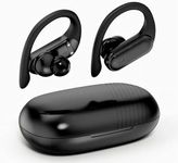 Bluetooth Headphones Wireless Earbuds 48Hrs Playtime Ear Buds IPX7 Waterproof Digital Power Display Earphones with Earhook Premium Deep Bass Over-Ear Headsets for TV Phone Latptop Black