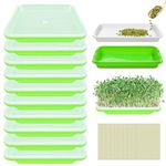 Legigo 10 Pack Green Seed Sprouter Trays- Soil-Free Cultivation Germination Tray, BPA Free Nursery Tray with Planting Paper for Indoors or Outdoors Sprouting Seeds, Grow Grass, Beans and More