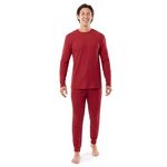 IZOD Men's Waffle Knit Crewneck Top and Jogger Pant Sleep Set, Red, Medium