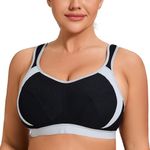 AGONVIN Sports Bras for Women High Impact Plus Size Support Wirefree Running Control Black 46G