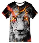 Belovecol Boys Girls T-Shirt 13-14 Years 3D T Shirts Summer Cool Animal 3D Lion Print Short Sleeve Casual Harajuku Tees Tops