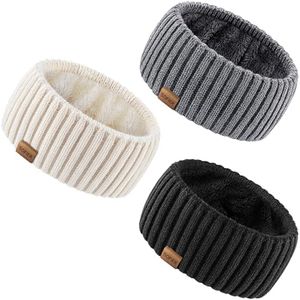 Sofier Winter Headbands for Women 3 Pack Knit Ear Muffs With Thick Fleece Lined Cold Weather Ear Warmers Christmas Stocking Stuffers Gifts