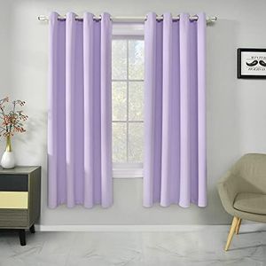 RAIN CITY Light Purple Curtains 63 Inch Length for Kids Bedroom Privacy Protection Curtains for Bathroom Small Windows Top Grommet Darkening Lavender Blackout Curtains Set of 2 Panels 52 X 63 Inch