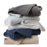 100% Cotton Waffle Weave Premium Blanket. Lightweight and Soft, Perfect for Layering. Mikala Collection (Twin, Dark Grey)