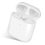 Wireless Charging Case Replacement Compatible with AirPods 1st & 2nd Gen, Charger Case with Pairing Sync Button – White