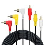 3 RCA Cable(3FT) - Premium Gold Plated 90 Degree Right Angle RCA Audio/Video Cable 3 Male to 3 Male Composite Video Audio A/V AV Cable