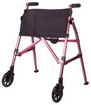 Stander EZ Fold-N-Go Walker Micro, Lightweight Folding Walker for Short Seniors with Swivel Wheels, Regal Rose (Eligible for VAT Relief in The UK)