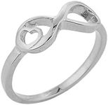 (10.75) - Solid 10k White Gold Mid Finger Band Heart in Infinity Knuckle Ring