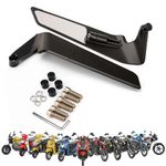 OTO2EYE Universal Motorcycle Rear View Mirrors Set – Adjustable 180° Rotating Side Mirrors with Stealth Wind Wing Design – Fits All Motorbikes – York Nut 8mm & 10mm (Left & Right Pair)