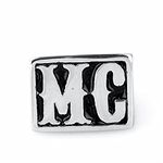 HIJONES Jewellery Men Stainless Steel Biker Rings MC, Vintage, Black Silver Size S