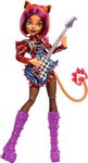 Monster High Fearbook Toralei Doll and Accessories Set with Music Club Theme Including Varsity Jacket, Yearbook, Guitar and Microphone