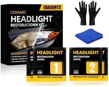 TABOUNTS Headlight Restoration Kit,Headlight Restoration Wipes - 3-Step Cleaning System, Removes Yellowing & Oxidation, Restores Clarity, Long-Lasting UV Protection for Safer Night Driving (2)