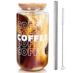 Mason Life Iced Coffee Cup, Iced Coffee Cups with Lids and Straws, Beer Can Glass with Lids and Straw, Iced Coffee Glasses Cup, Can Shaped Glass Cups, 20OZ Glass Cups, Drinking Glasses, Smoothie Cups