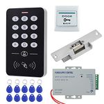 HFeng Door Access Control System with Electric Strikc Lock + RFID Access Control Keypad + DC12V 3A Power Supply Controller + 10pcs RFID Keyfobs Cards for Door Entry System