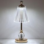 Cordless Table Lamp, Rechargeable Battery Operated Lamp, 3 Color & Stepless Dimmable LED Touch Lamp, Portable Retro Metal Beside Lamps for Home Bedroom Restaurant Outdoor (Gold-818)