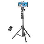 YOTOCversion 1.7 Meter/67 inch Phone Tripod Stand & Bluetooth Selfie Stick Tripod, Cellphone Tripod with Bluetooth Remote, Compatible with iPhone 15/14/13/12/12 pro/11/11pro/8