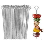 BBQ Metal Skewers Stainless Steel 50 PCS 7.87"/20cm Food-Grade Kebab Skewers Turkey Lacers QQ CAT Reusable Skewers for Air Fryer, Metal Skewer for Oven Camping Campfire Trussing Turkey