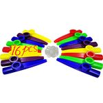 Fartime 16Pcs Plastic Kazoos With 20Pcs Kazoo Flute Diaphragms,Musical Instruments,Good Gift for Kids,A Good Companion for Ukulele, Violin, Guitar,Piano Keyboard.