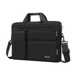 MOSISO Laptop Shoulder Bag Compatible with MacBook Air/Pro,13-13.3 inch Notebook,Compatible with MacBook Pro 14 inch M3 M2 M1 with 2 Raised&1 Flapover&1 Horizontal Pocket&Handle&Belt, Black