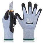 DEX FIT 15-Gauge Level 4 Cut Resistant Gloves Cru553 Thin, 3D Comfort Ultra Soft, High-Dexterity for Precision Feel, Blue Medium 1 Pair