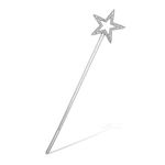 Abeillo Fairy Wand, Silver Angel Magic Wand for Kids Flower Girl Wand Glitter Star Princess Wand for Girls Weddings Fairy Party Supplies, Halloween